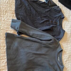 NWOT Old Navy Charcoal Ribbed Thermal & Dark Charcoal Henley Top Set